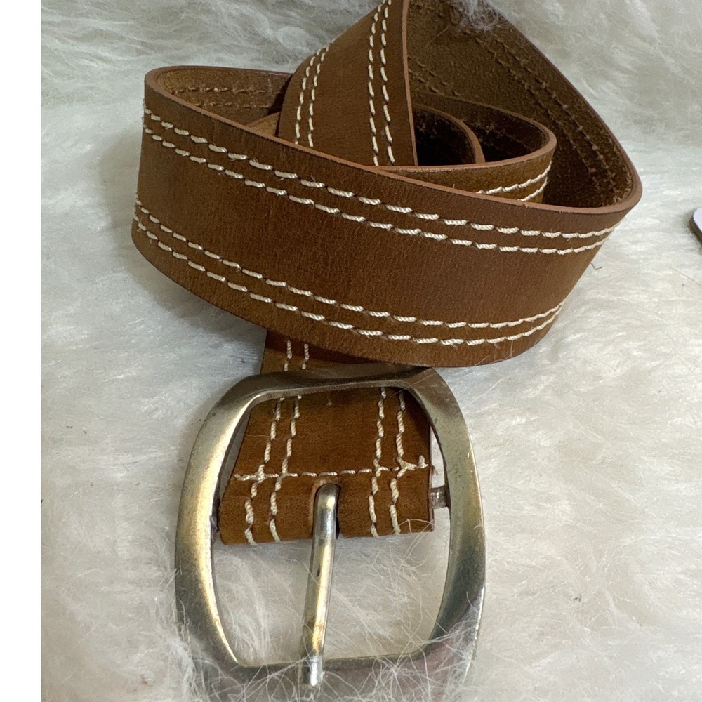 Unbranded Belt Men 28-32 Western Brown Contrast Stitch Excellent Casual Boho